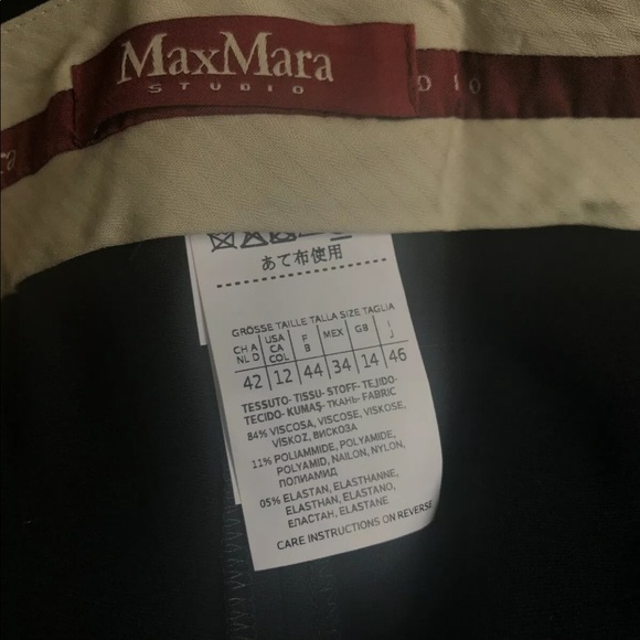 MaxMara Studio Pants Knitted Navy Sz 12 Tapered - Picture 8 of 8